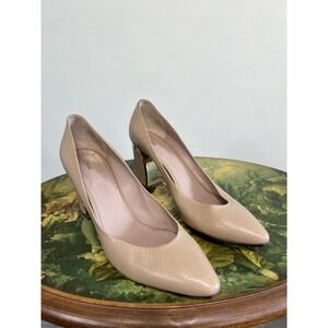 Chloé Beige Leather Gold Heel Pointed Toe Pumps Size 38